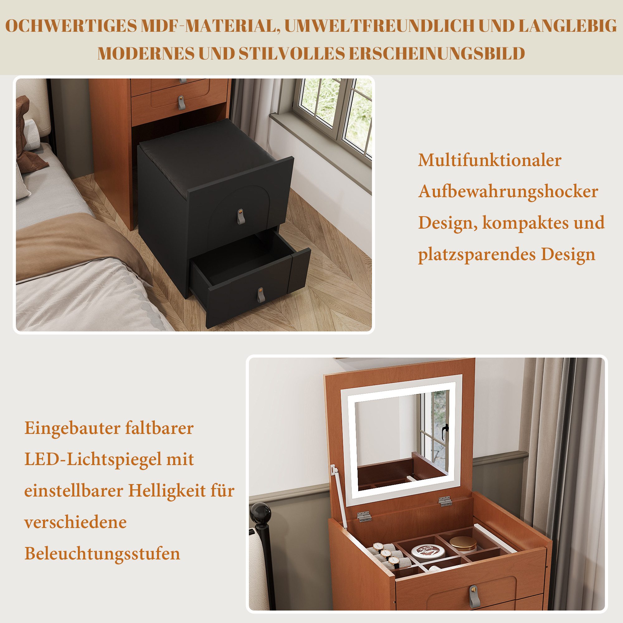 Thanaddo Schminktisch Schminktisch mit LED-Beleuchtung,Praktischer Kosmetik günstig online kaufen
