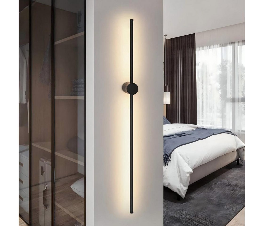 ZMH LED Wandleuchte Wandlampe Schwarz 100cm Nachtlampe Warmweiß 3000K für Flur, 3000k, schlankes Design Einfache flexible