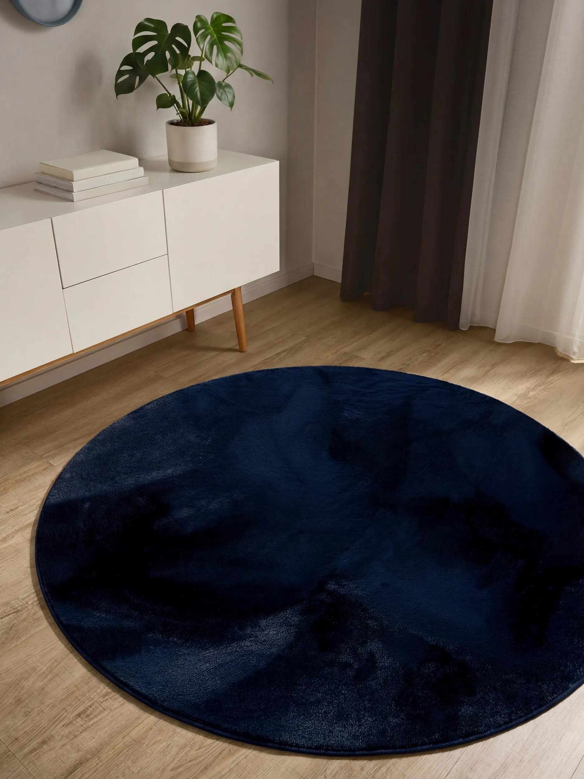 benuta Fellteppich Furry, rund, Höhe: 11 mm, Teppich Wohnzimmer, Esszimmer, Schlafzimmer, Flur, Weich, Rutschfest