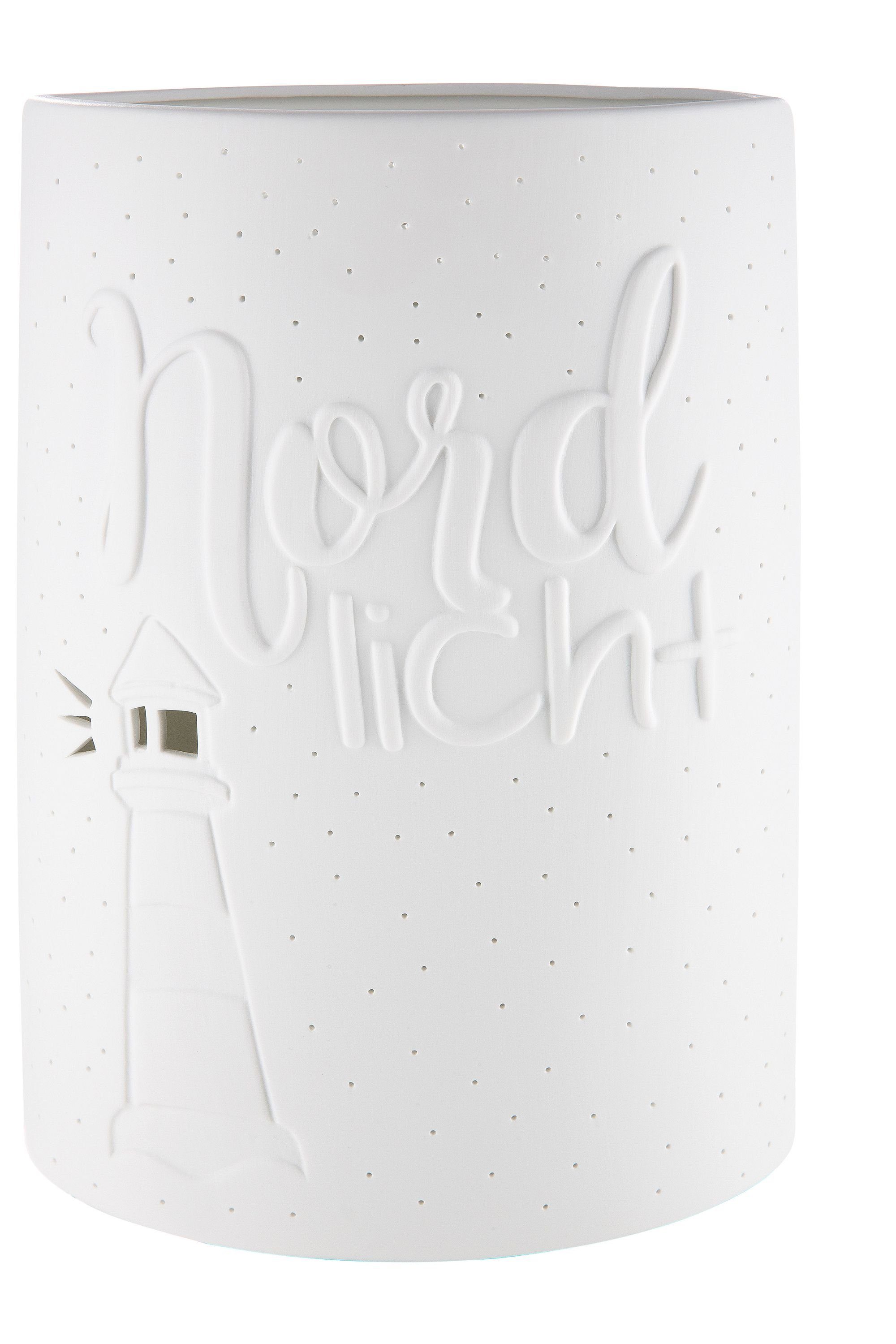 Tischleuchte GILDE Lampe Nordlicht - weiß - H. 10,5cm x B. 18cm