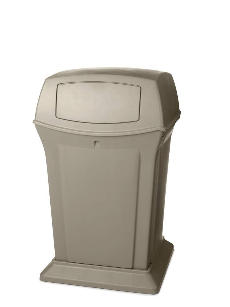 Rubbermaid Mülleimer Rubbermaid Ranger®-Behälter mit 2 Klappen, 170 l, beige | Mülleimer