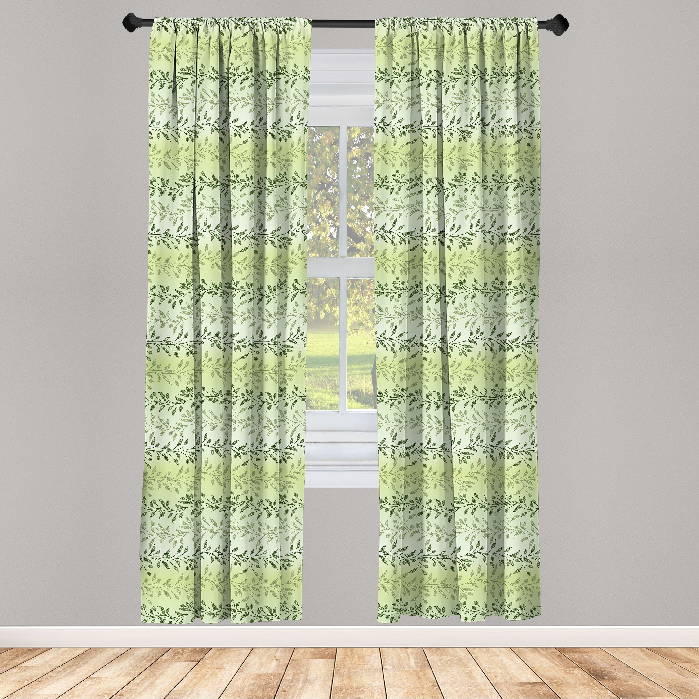 Gardine Vorhang für Wohnzimmer Schlafzimmer Venetian Microfaser, Flora Abakuhaus, Blätter Inspired Dekor