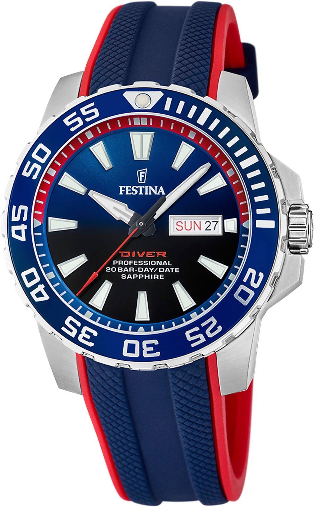 Festina Quarzuhr Diver Collection, F20662/1, Gehäuse aus Edelstahl,  Gehäuse-Ø ca. 45 mm