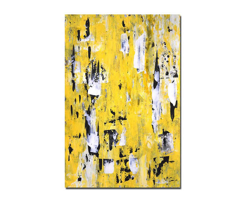 Sinus Art Leinwandbild 120x80cm Malerei abstrakt Kunst gelb/schwarz