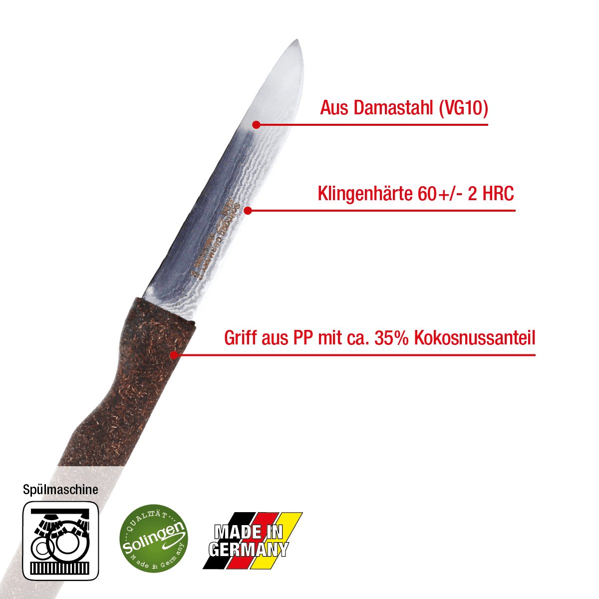 EUROHOME Universalmesser Gemüsemesser aus Damaststahl - sehr scharf und exakt, (1 St., Schälmesser 18 cm lang), Damaststahl Küchenmesser - Gemüsemesser scharf