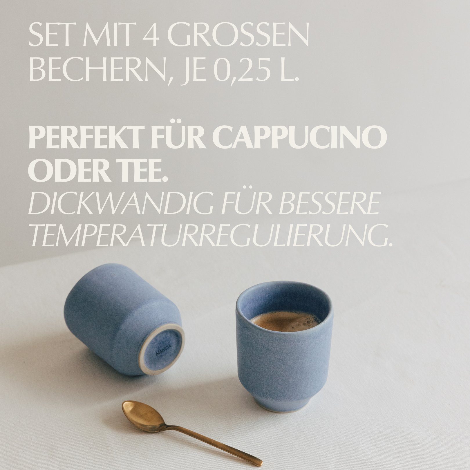 250ml Tassen IntoTheSea Becher, NAKOA NAKOA Keramik Cappuccino Set, 4er Cappuccino Cappuccinotasse