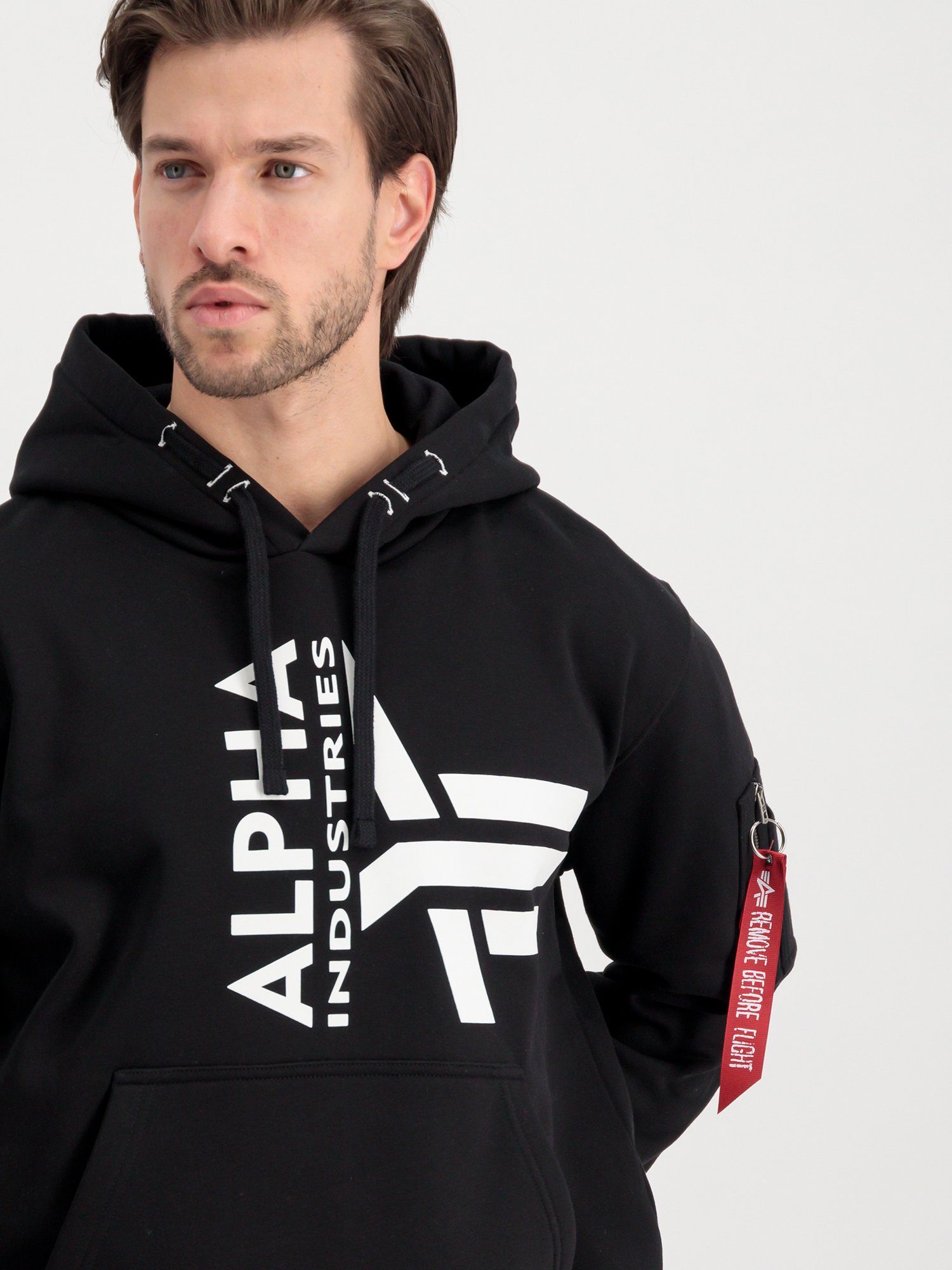 Alpha Industries Men Logo black Alpha Hoody Half - Hoodies Hoodie Industries Foam