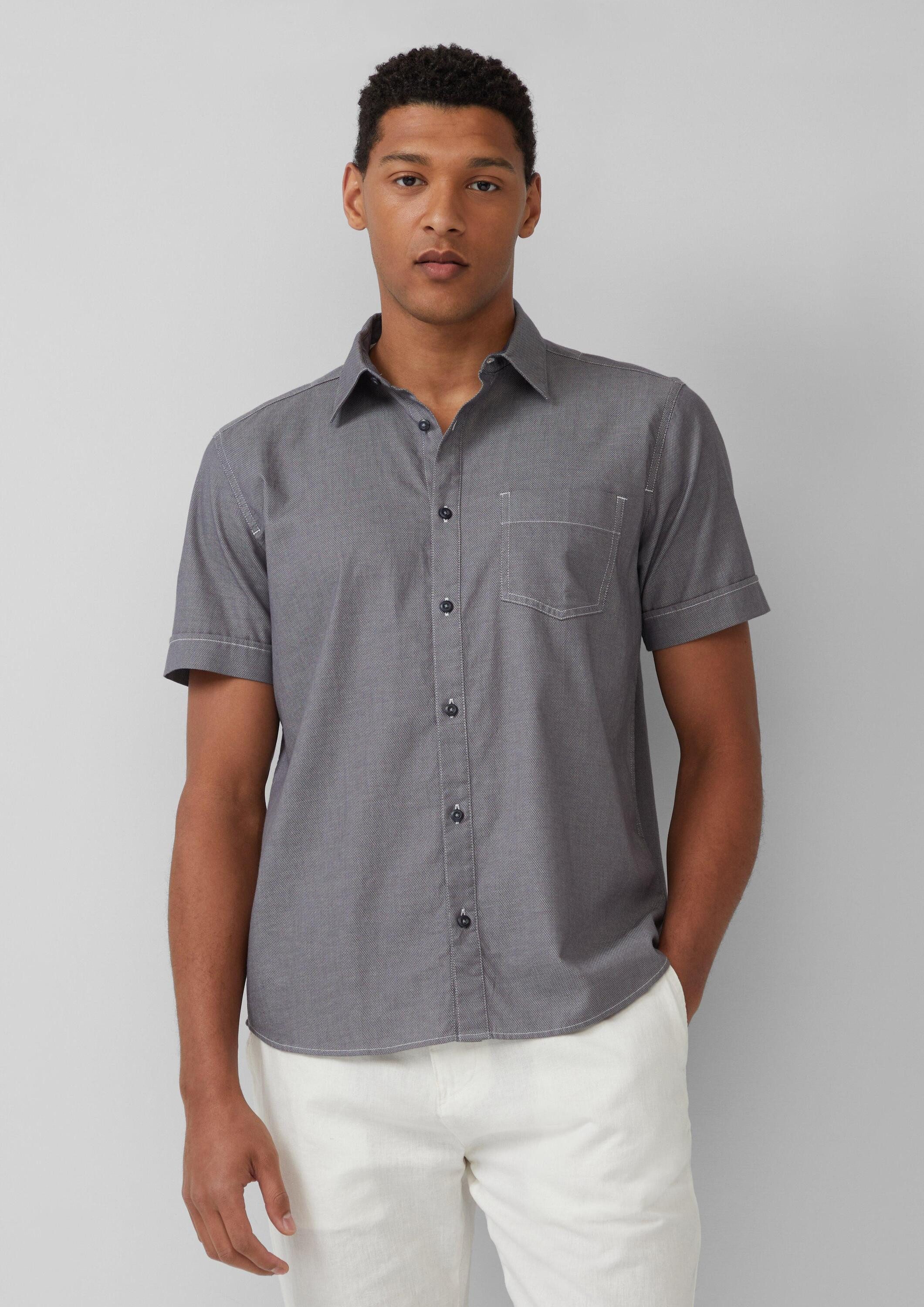 s.Oliver Kurzarmhemd Hemd Regular Fit: Strukturiertes Kurzarmhemd mit Kontr günstig online kaufen
