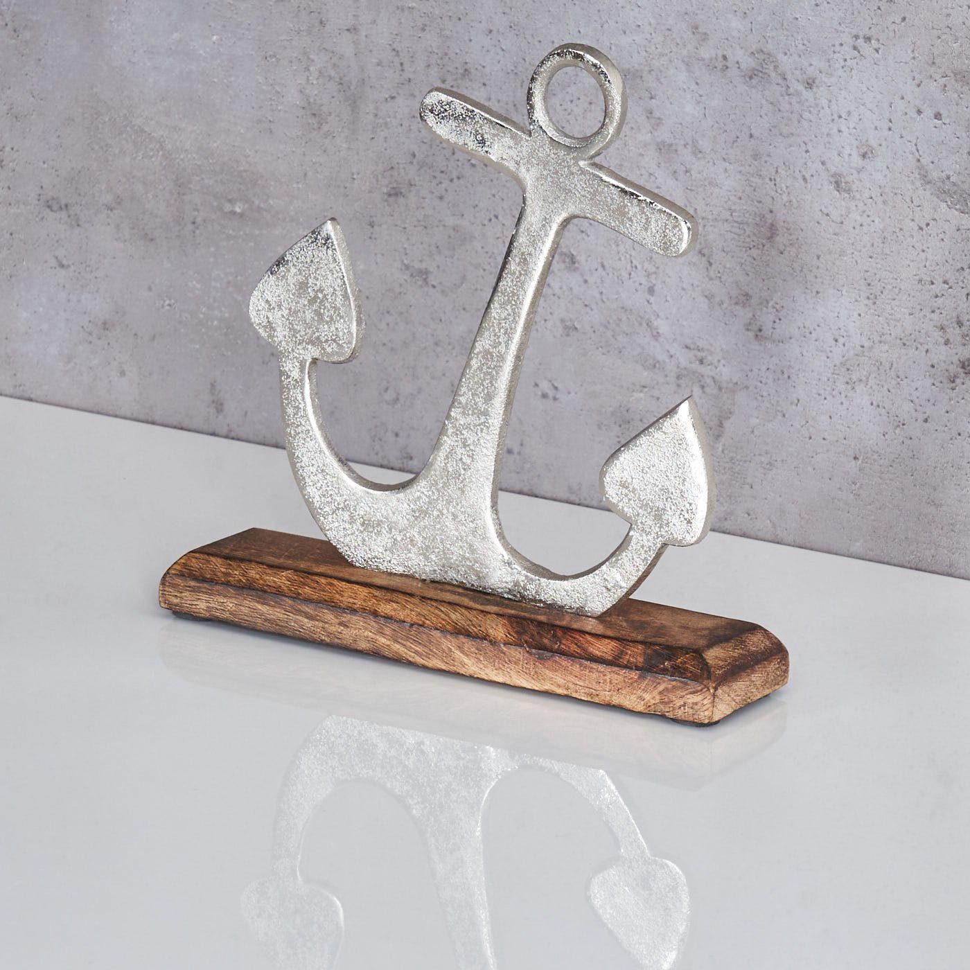Levandeo® Dekoobjekt, Anker Skulptur 18x22cm Silber günstig online kaufen