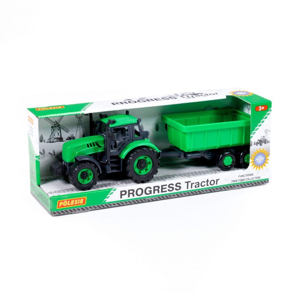 Polesie Spielzeug-Traktor Polesie Traktor Progress mit Kippanhänger, Schwungantrieb Box