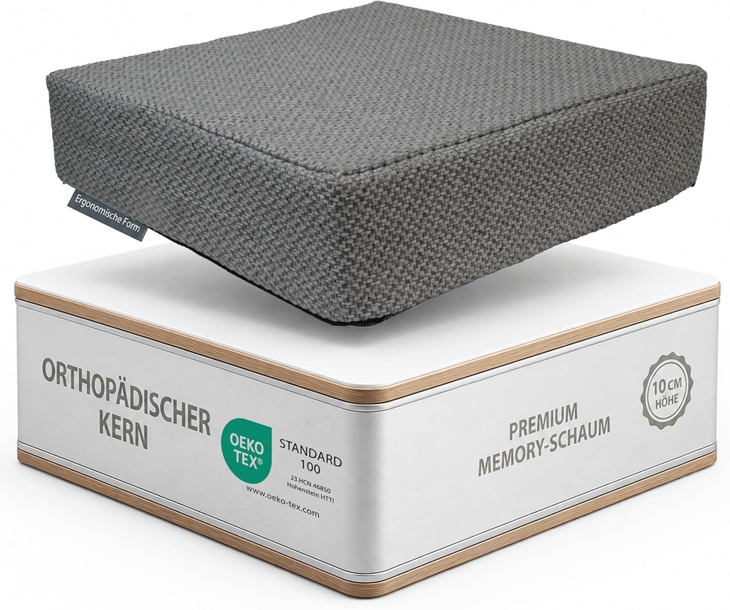 Stoffschmiede Sitzkissen Sitzerhöhung - orthopädisches Sitzkissen mit Memory Foam - 40x40x10cm, Ergonomisches Sitzkissen Stuhl als Sitzerhöhung und Aufstehhilfe