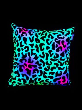 PSYWORK Dekokissen PSYWORK Schwarzlicht Kissen Neon "Animal Print Leopard", 40x40cm, UV-aktiv, leuchtet unter Schwarzlicht