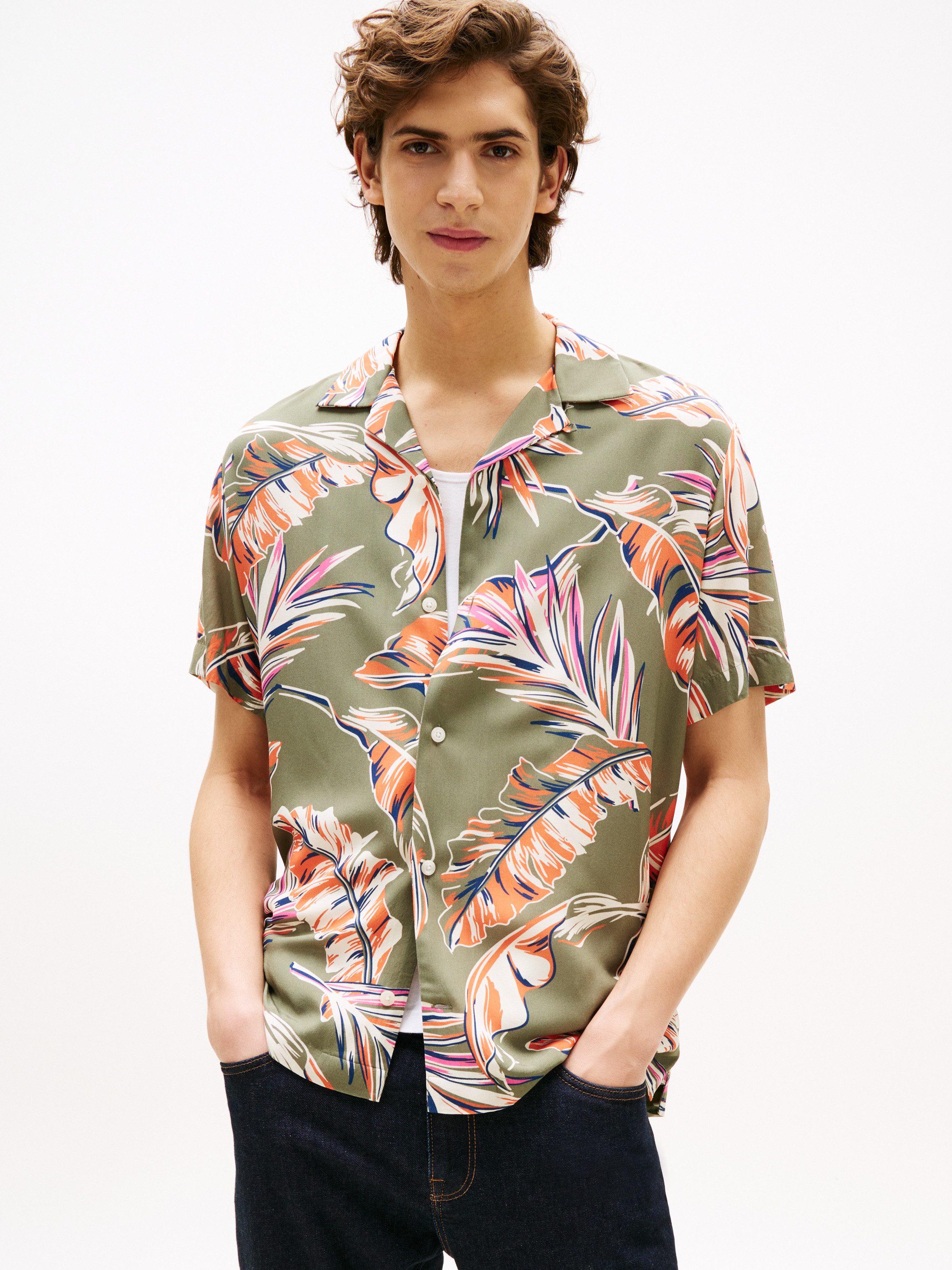 Tommy Hilfiger Kurzarmhemd LIGHTWEIGHT LEAF AOP SS SHIRT modischer Blätter- günstig online kaufen