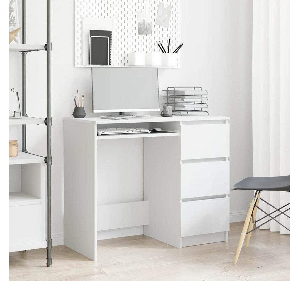 furnicato Schreibtisch 90 x 45 x 76 cm Weiß (1-St), PC-Tisch mit 3 Schubladen und Stauraum für dein Kinderzimmer