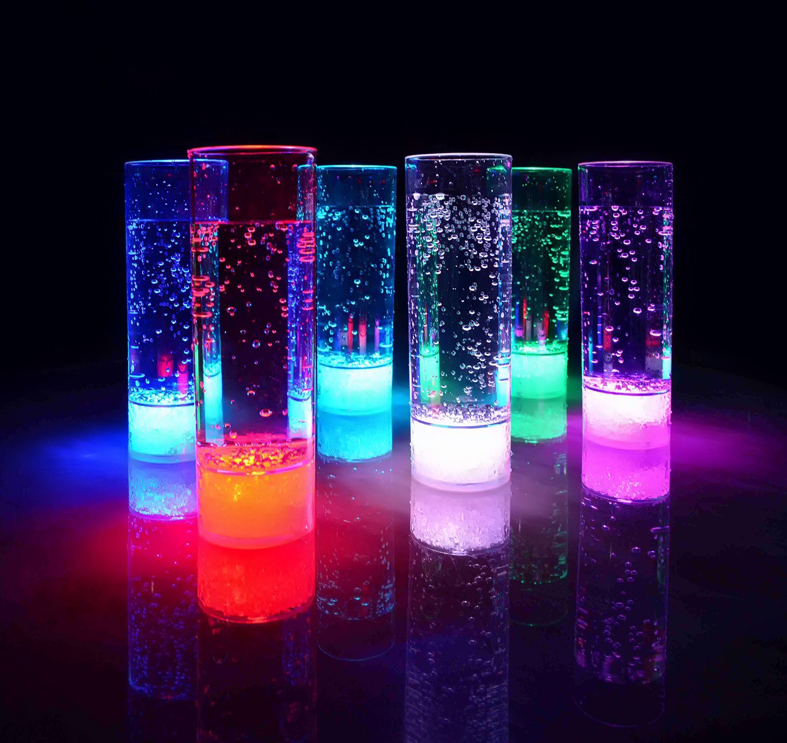 PRECORN LED Blinklicht 1x LED Longdrinkglas Longdrinkgläser beleuchtetes Trinkglas 400 ml