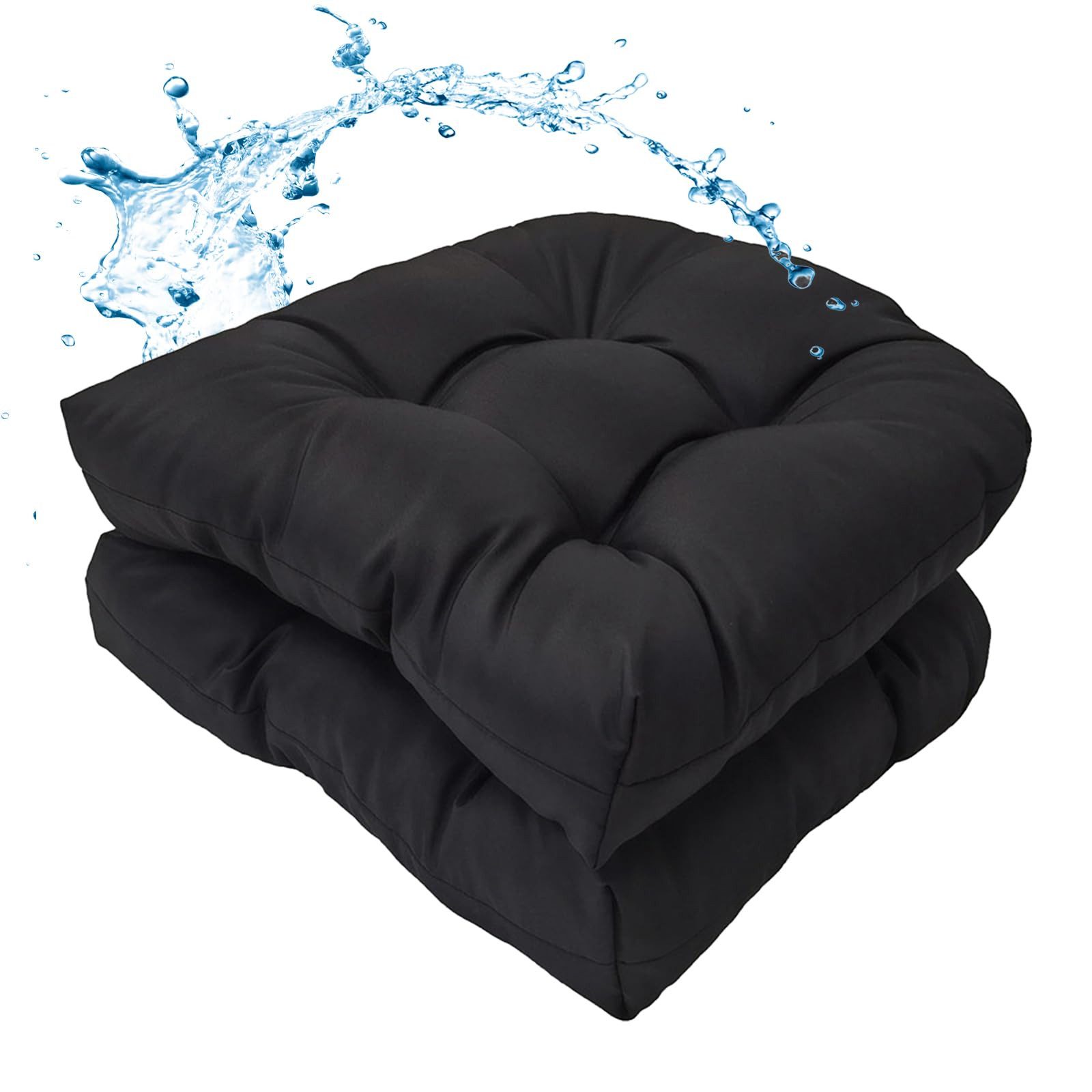 Diwzbyn Sitzkissen Outdoor Stuhlkissen Garten Stuhlpolster wetterfest, Wasserdichtes Outdoor-Stuhlkissen-Set (2er-Pack), 19 x 19 Zoll