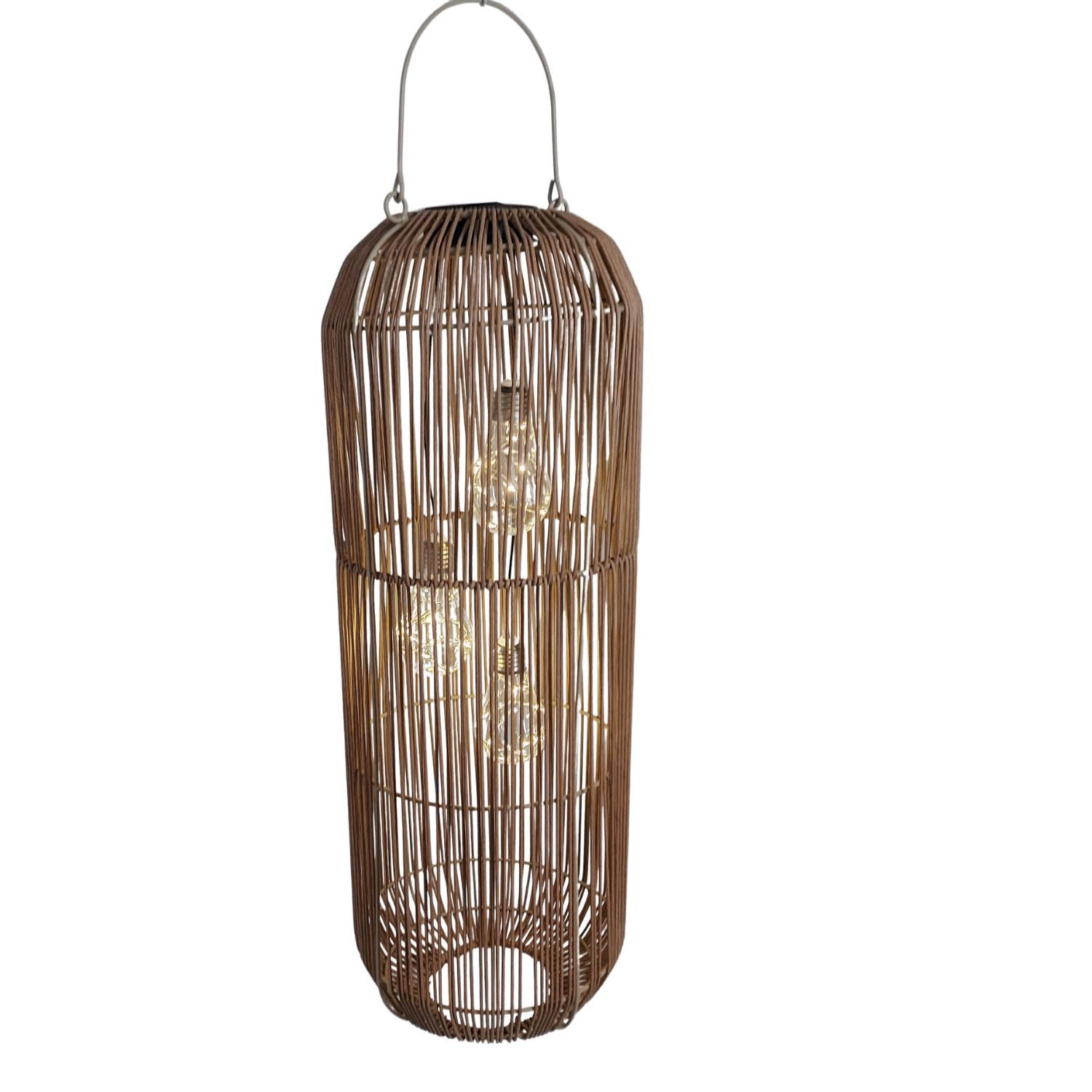 formano LED Tischleuchte Rattan-Optik, LED, Solarbetrieben, Braun, Bänder, H: 60cm