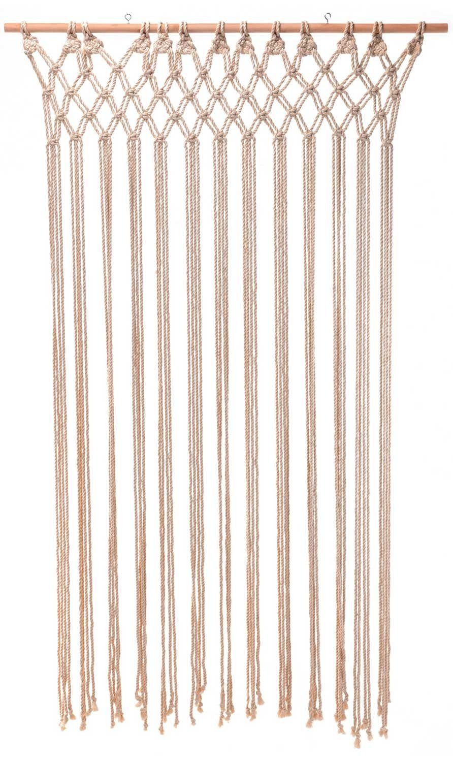 Türvorhang MAMEE, B 90 cm Schlaufen, perforiert Baumwolle, Beige, stark x 180 cm, L