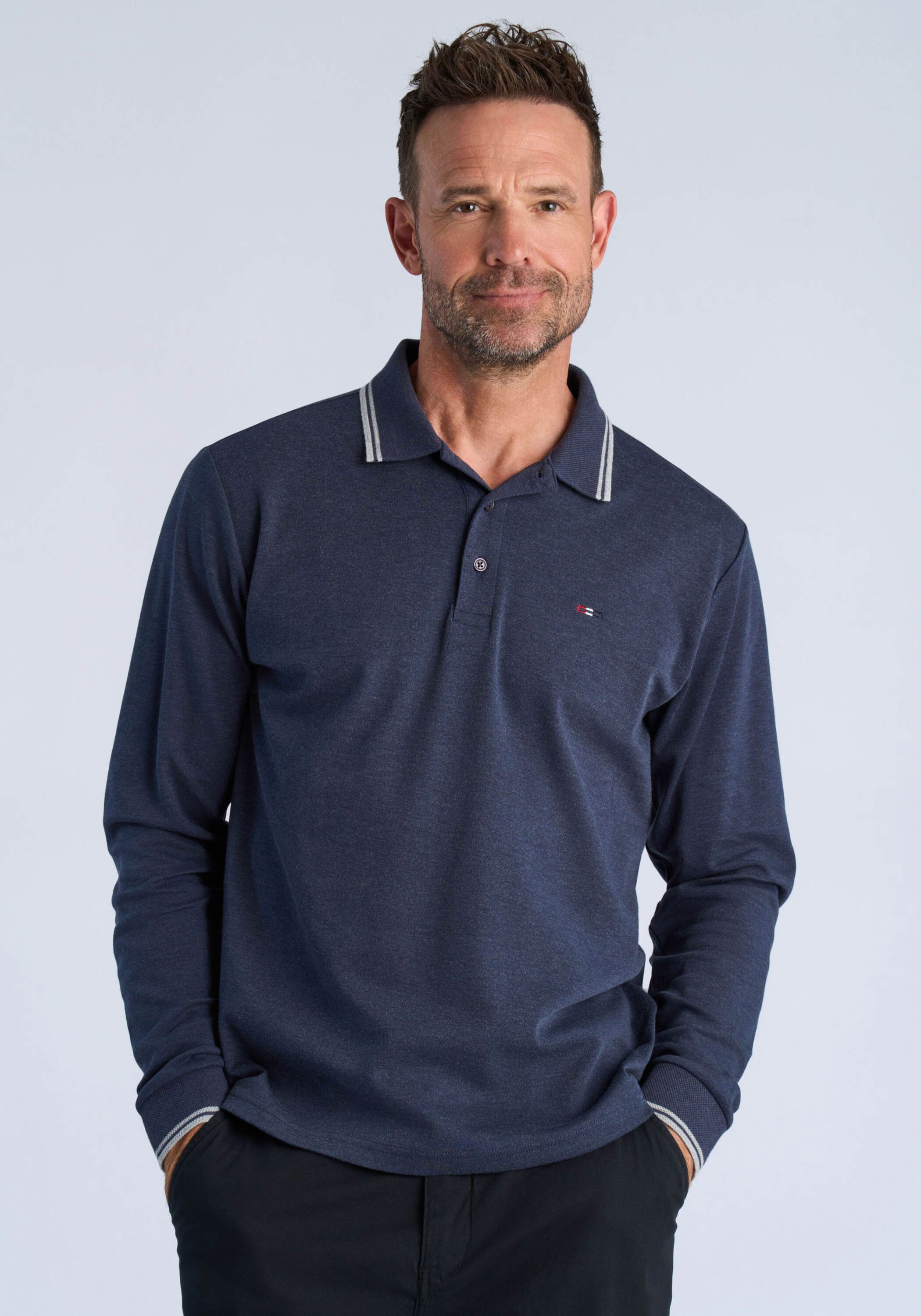 BISON Langarm-Poloshirt Poloshirt (Langarm) Comfort Fit
