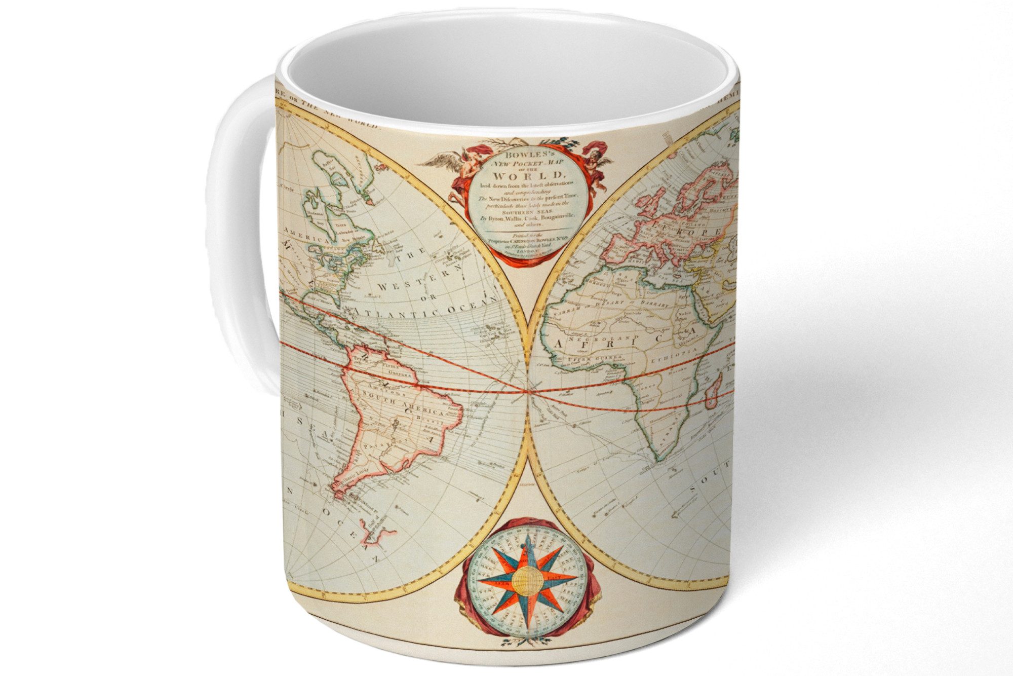 MuchoWow Tasse Weltkarte - Retro - Geschichte, 1-tlg., Keramik, Kaffeetassen, Teetasse, Becher, Kaffeebecher, Geschenk