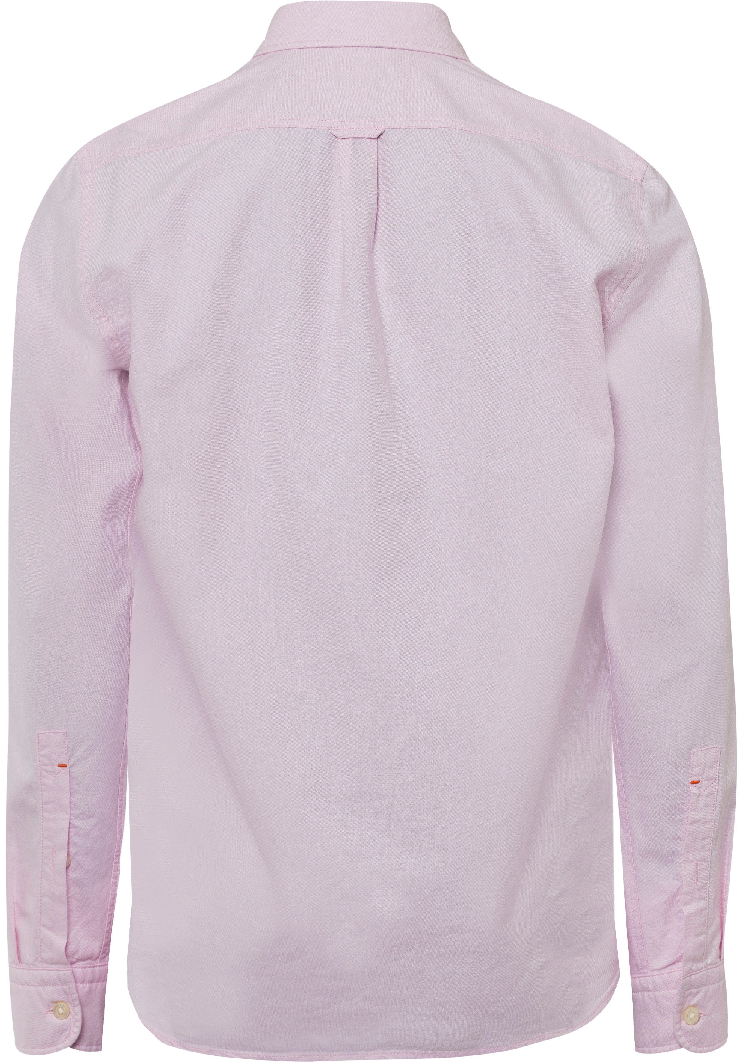 Manschettenschlitz BOSS Langarmshirt mit ORANGE (1-tlg) am light/pastel_pink682 Label-Stickerei Rickert