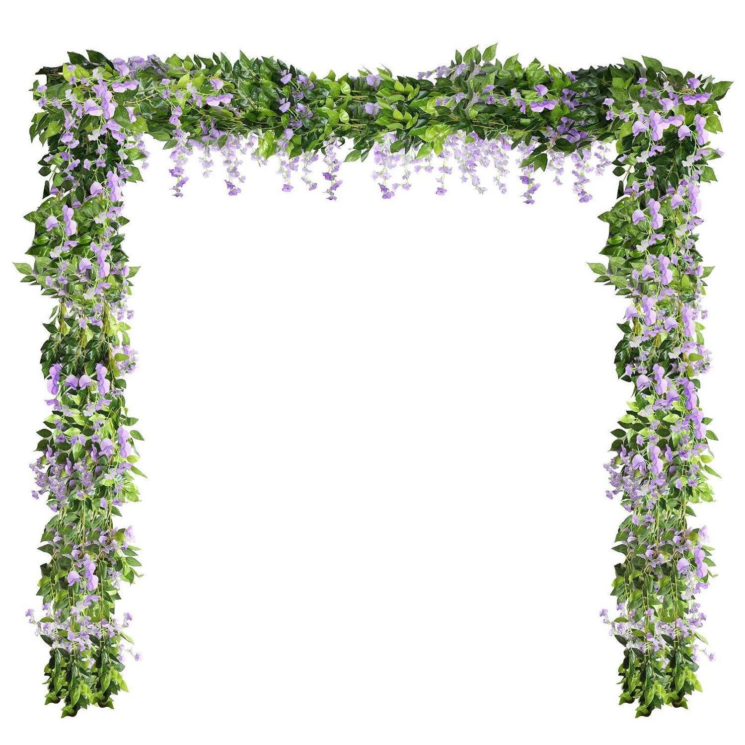 Kunstgirlande Künstliche Wisteria Girlande 4 Stück Lila, LuxusKollektion