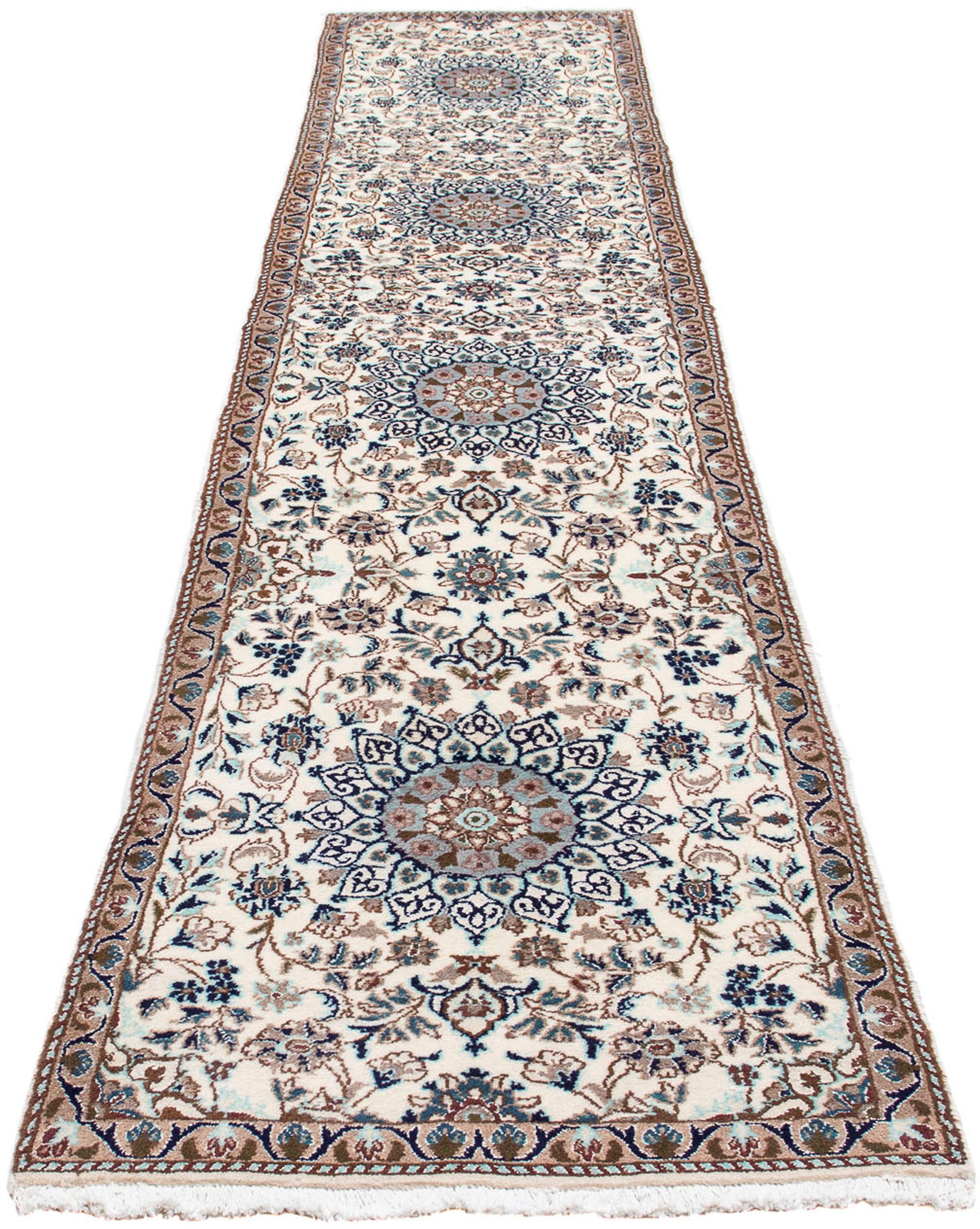 Orientteppich Perser - Nain - 376 x 75 cm - beige, morgenland, rechteckig, Höhe: 10 mm, Wohnzimmer, Handgeknüpft, Einzelstück mit Zertifikat
