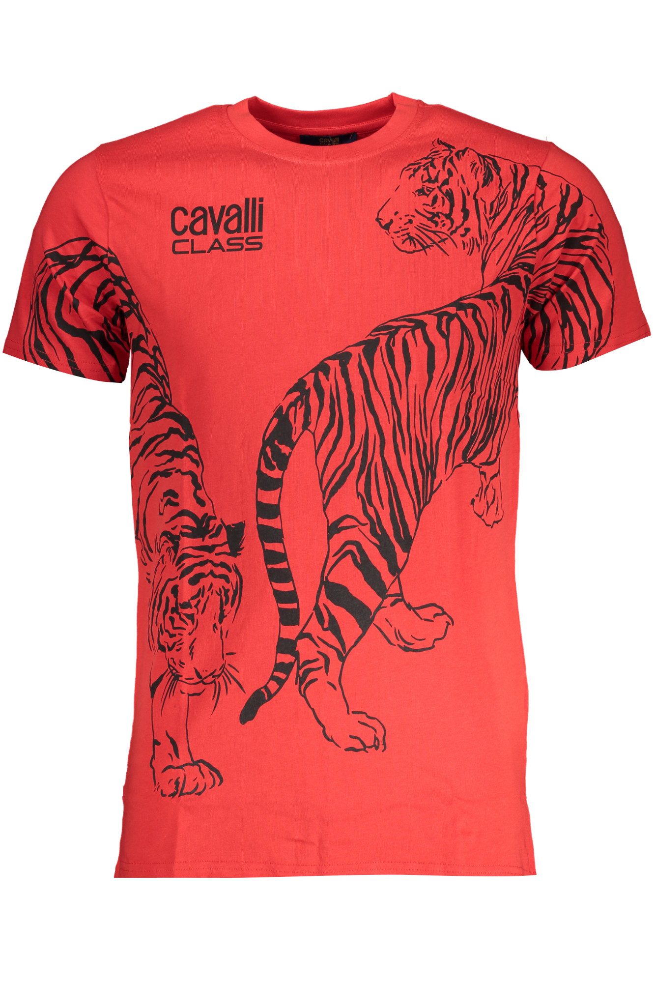 Cavalli Class T-Shirt Stylisches Herren Kurzarm-T-Shirt in Rot mit Print