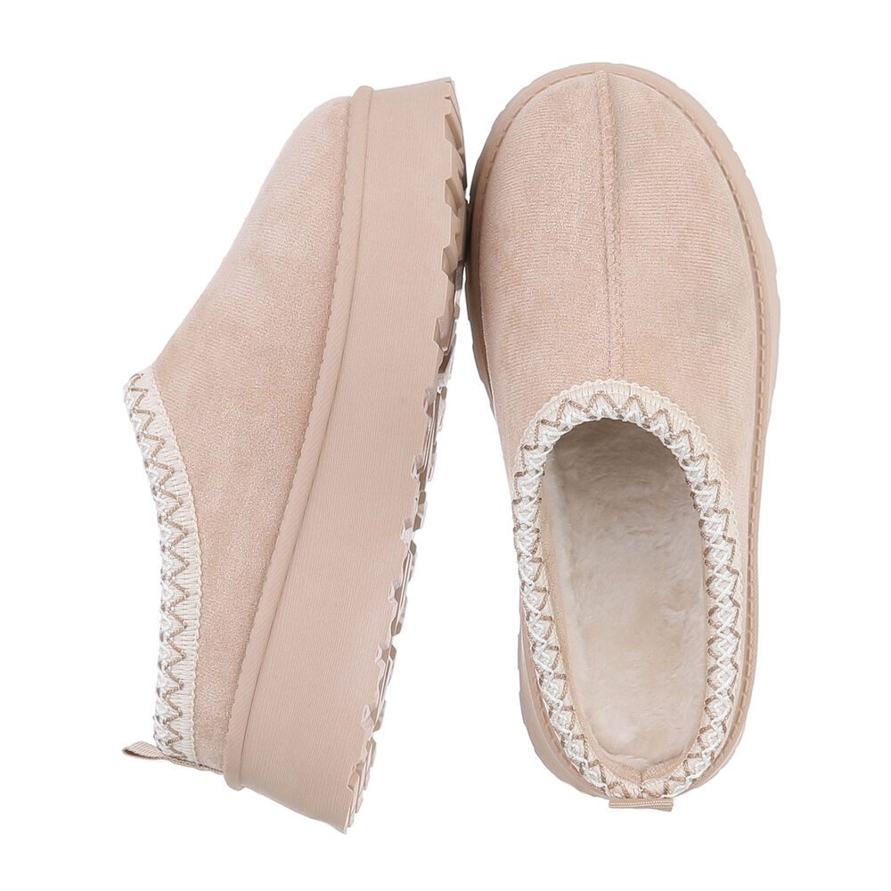 Ital-Design Die bequemen Plateau-Slipper Hausschuh (87475127) Flach Stiefeletten in Beige – Bild 2 von 5