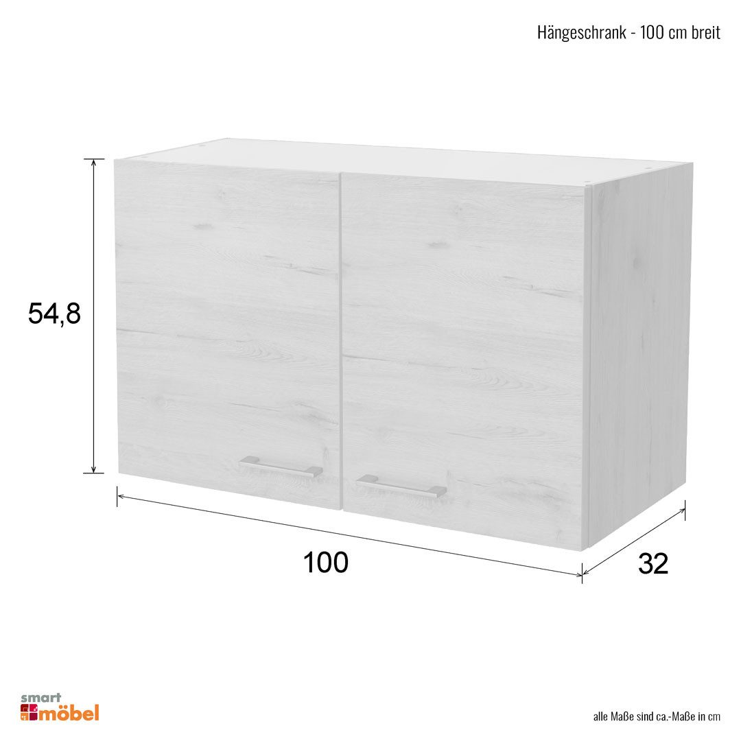 Flex-Well Hängeschrank Hängeschrank Küche - 100 cm breit - Buche – Namu – Bild 3 von 5