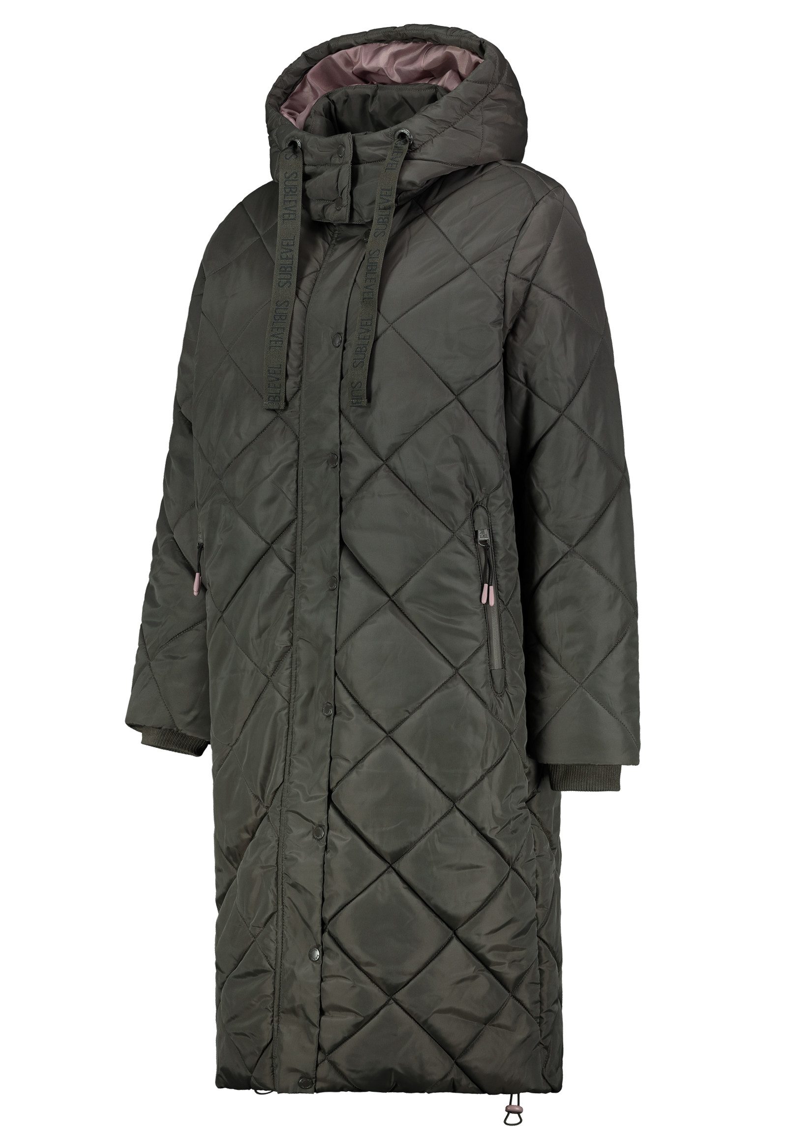 SUBLEVEL Steppjacke Damen Mantel mit Kapuze lange Winter Jacke Parka Stehkragen, Kapuze, flauschig, kuschelig, warm, Outdoor, Mantel