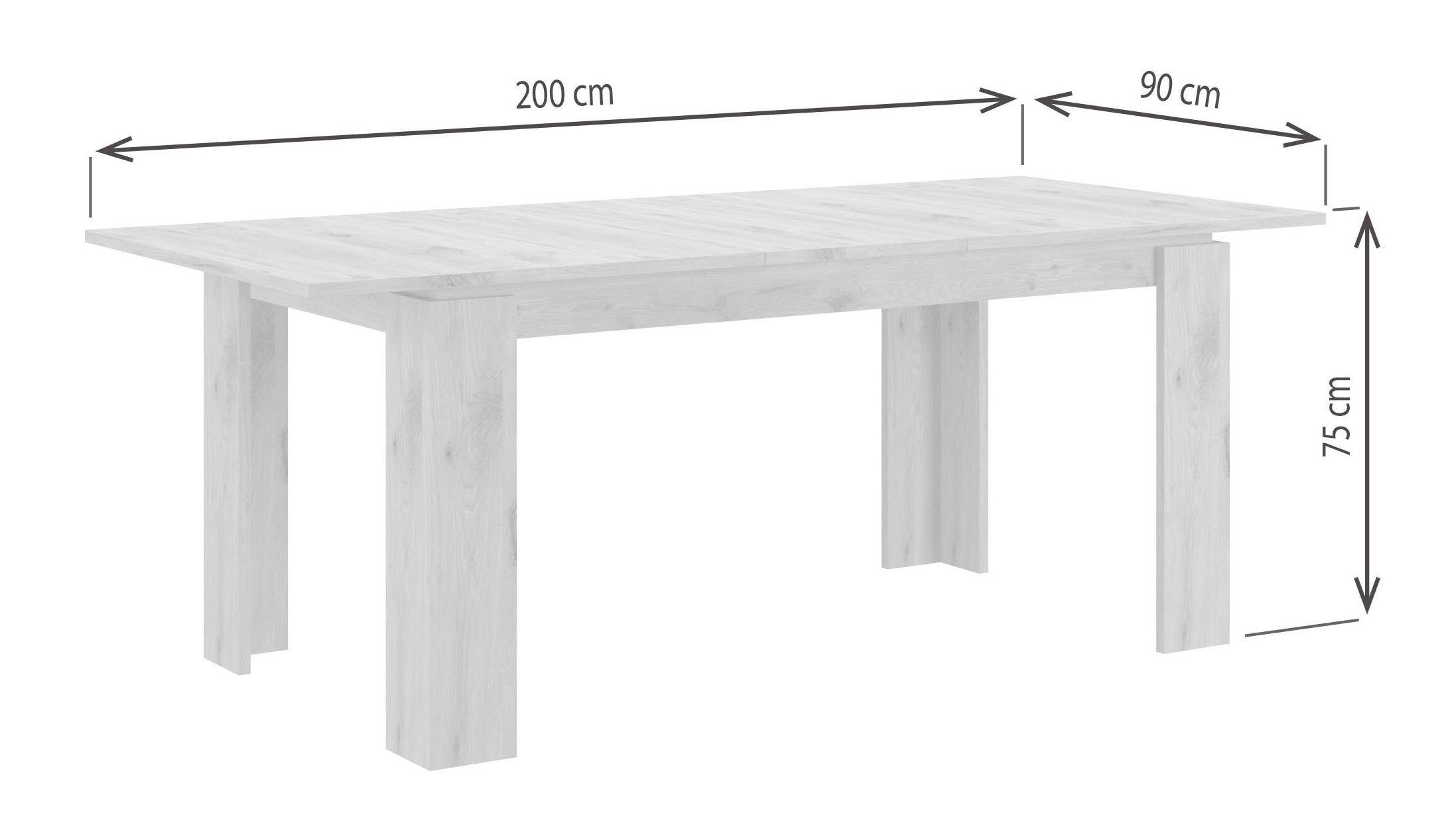 Home affaire Esstisch Kalmar, rechteckig, 160 cm ausziehbar auf 200 cm, inkl. Einlegeplatte, Esszimmertisch, Tisch, Küchentisch, dining table
