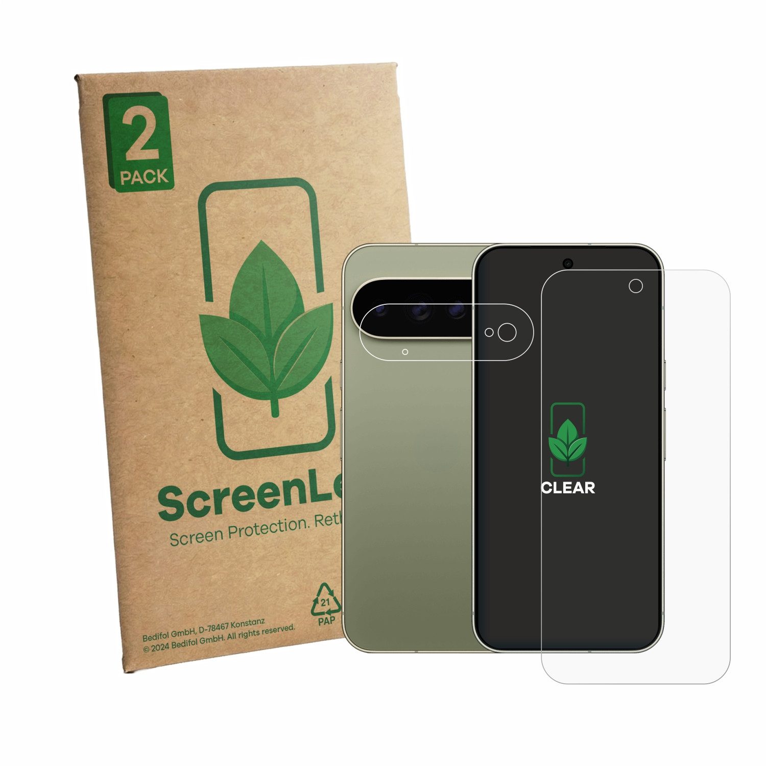 ScreenLeaf Displayschutzfolie Schutzfolie für Google Pixel 11 Pro XL (Display+Kamera), 2 Stück, Displayschutz Schutz Folie Klar Transparent