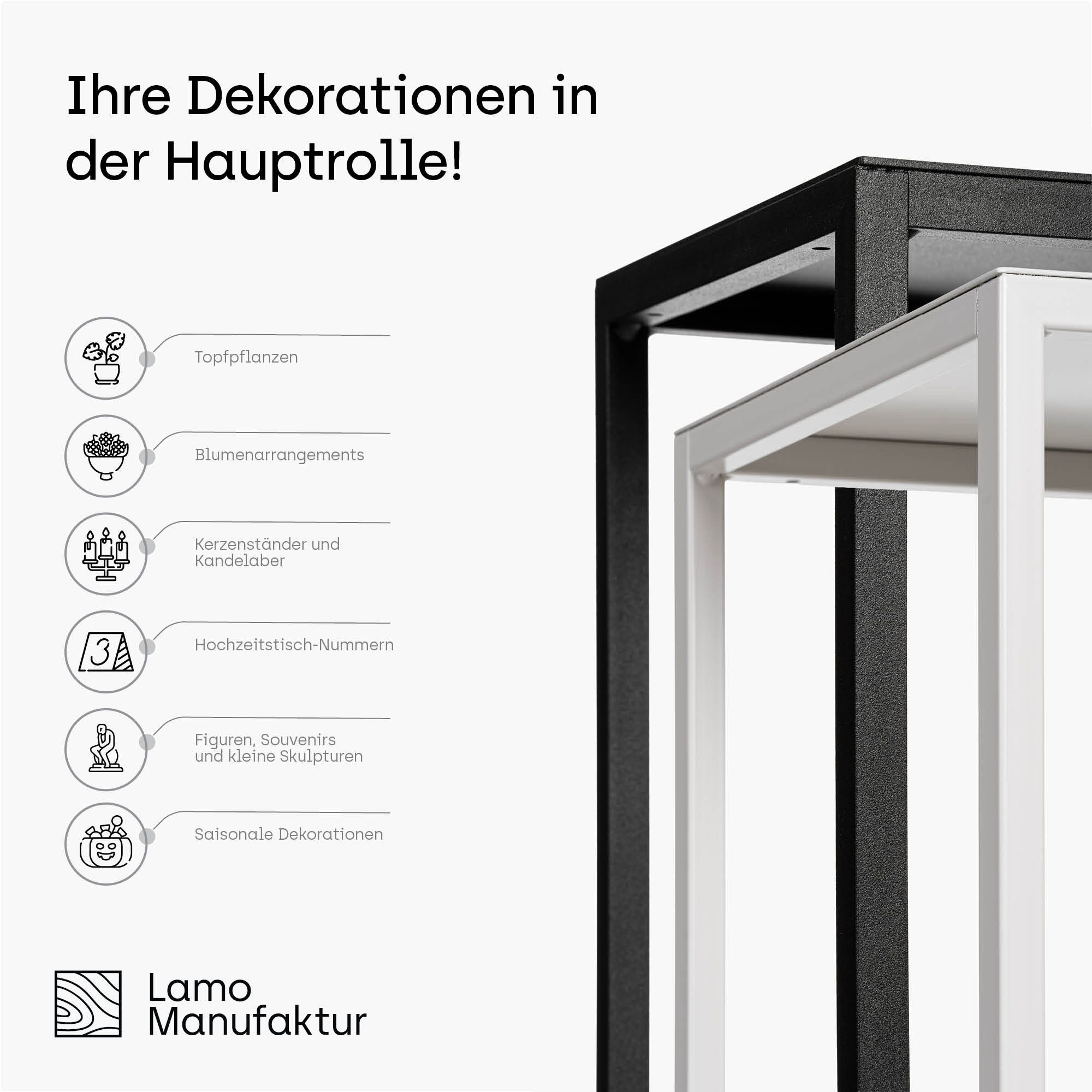 LAMO Manufaktur Blumenständer LAMO Manufaktur Blumenständer Elfenbein aus Metall 28cm (Dekorativer Metallständer, 1 St., 2-Teilig), Blumenständer modern, für Skulpturen und Deko, kleiner Blumenhocker