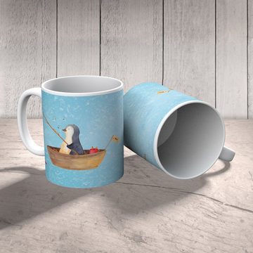 Mr. & Mrs. Panda Kinderbecher Pinguin Angelboot - Eisblau - Geschenk, Kunststoffgeschirr, optimisti, Kunststoff, Mikrowellenbeständig