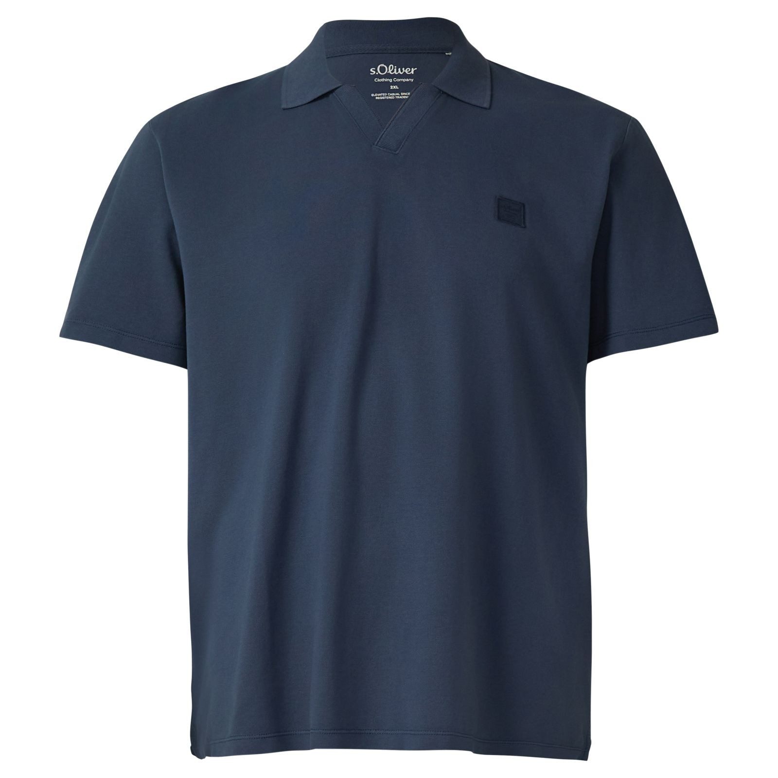 s.Oliver Poloshirt s.Oliver Übergrößen Poloshirt dunkelblau V-Ausschnitt
