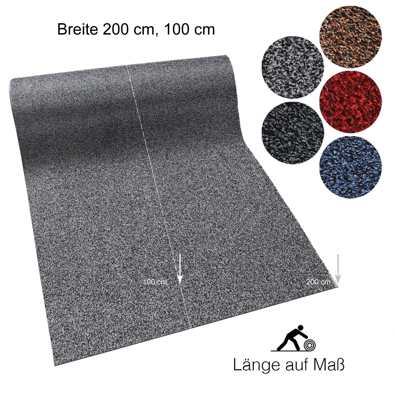 Höhe: Sauberlaufmatte, mm geeignet 6 Karat, Fußmatte für Grau, Bari waschbare rechteckig, Fußbodenheizung,