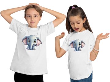 MyDesign24 T-Shirt Kinder Wildtier Print Shirt bedruckt - Baby Elefant Baumwollshirt mit Aufdruck, i272