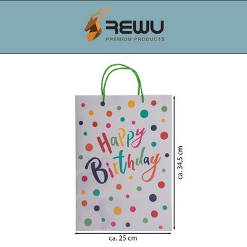 ReWu Geschenkbox Geschenktüte Kraftpapier Happy Birthday Bunt