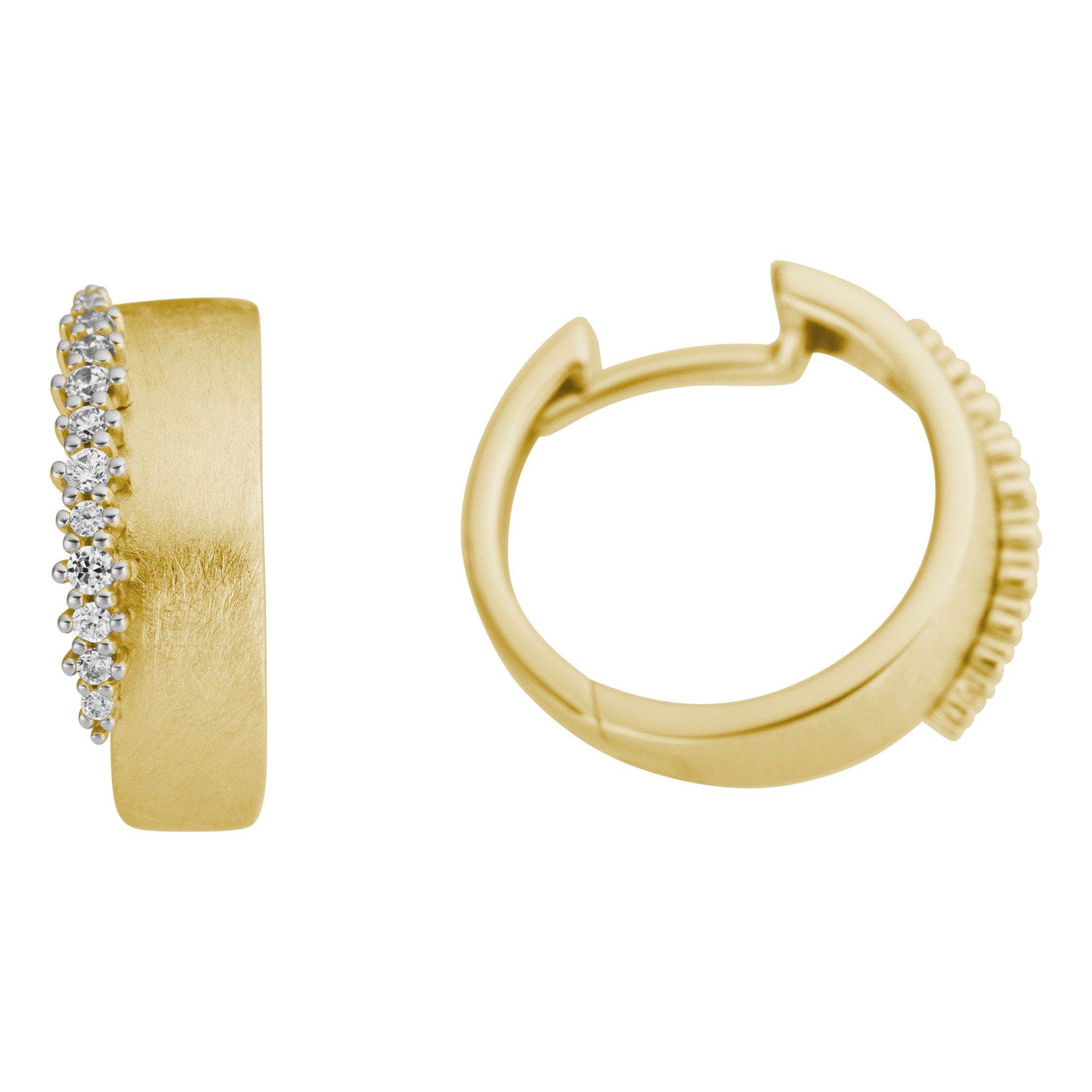 Firetti Paar Creolen Schmuck Geschenk Gold 333 Ohrschmuck Ohrringe Plättchen, mit Brillanten