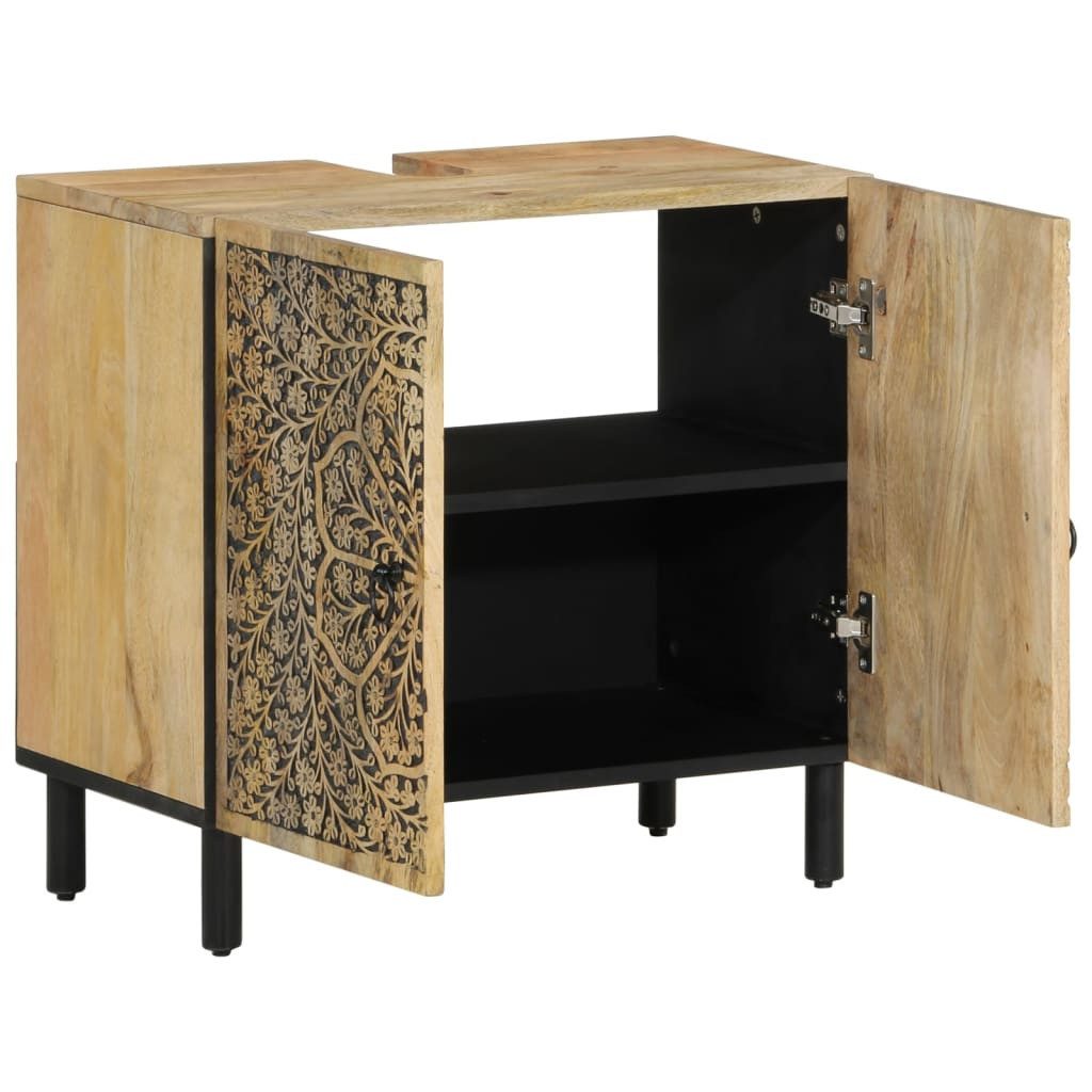 vidaXL Waschtisch Waschtischschrank 62x33x58 cm Massivholz Mango Retro Stil für Badezimm