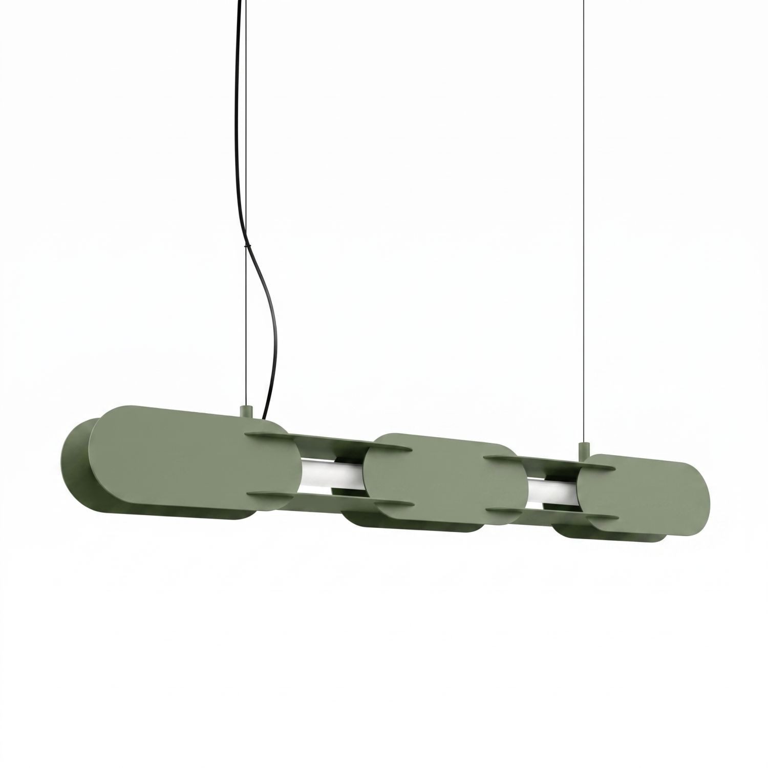 Licht-Erlebnisse Pendelleuchte HENRI, LED fest integriert, Warmweiß, LED mit Dimmer Metall H: max. 200 cm Olivgrün länglich 3000 K 1290 lm
