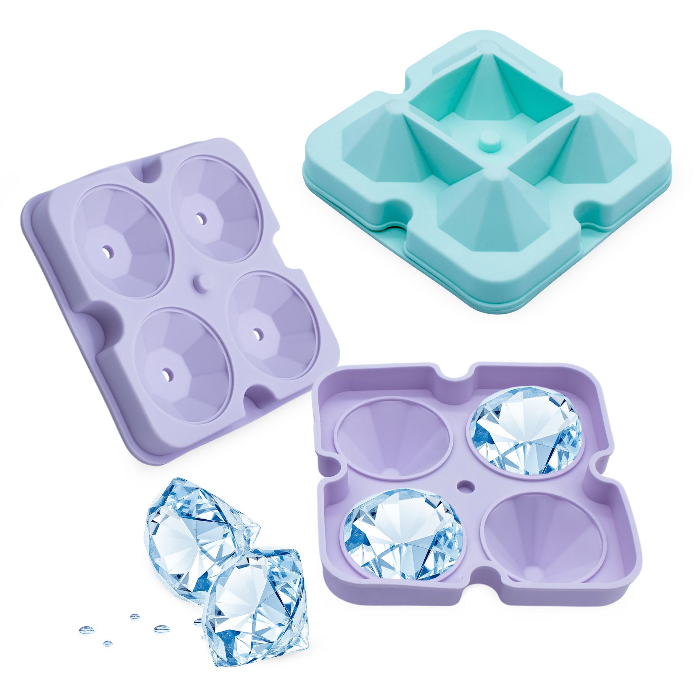 Eiswürfelform Silikon 4er Eiswürfelform XL Diamant je 5 cm