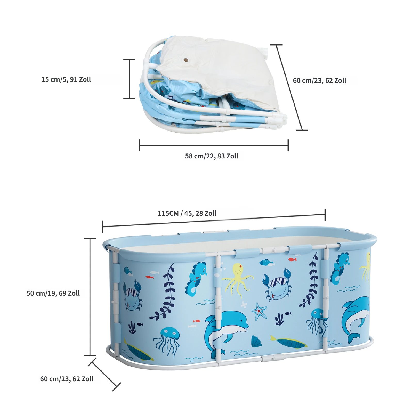 Rutaqian Badewanne Faltbare Badewanne, Erwachsene Tragbarer mit Metallrahme günstig online kaufen