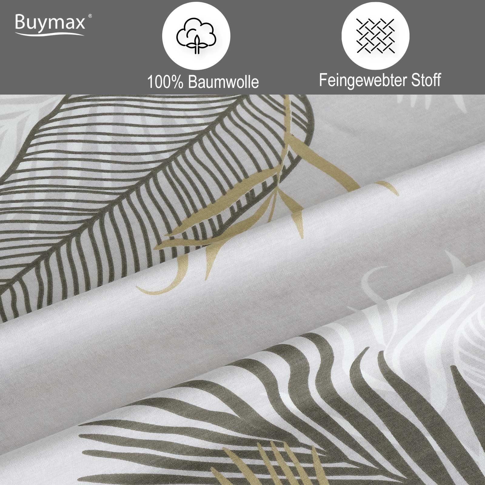 Buymax Bettwäsche Willow, Renforcé: 100% Baumwolle, 4 teilig, Premium 100% Baumwolle Bettbezug-Set 135x200 cm mit Reißverschluss