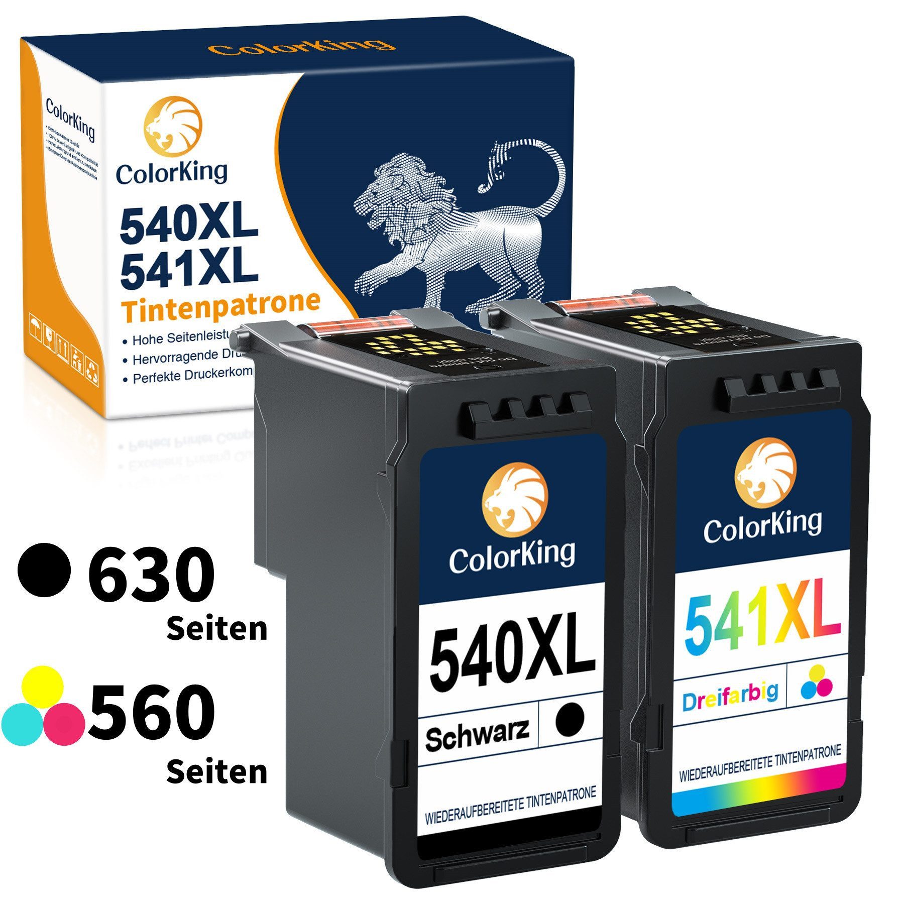 ColorKing 540 XL für CANON 541XL PG-540XL CL-541XL Tintenpatrone (PIXMA TS5150 MX475, MG3650S MG4250 MG3650 MG3600)