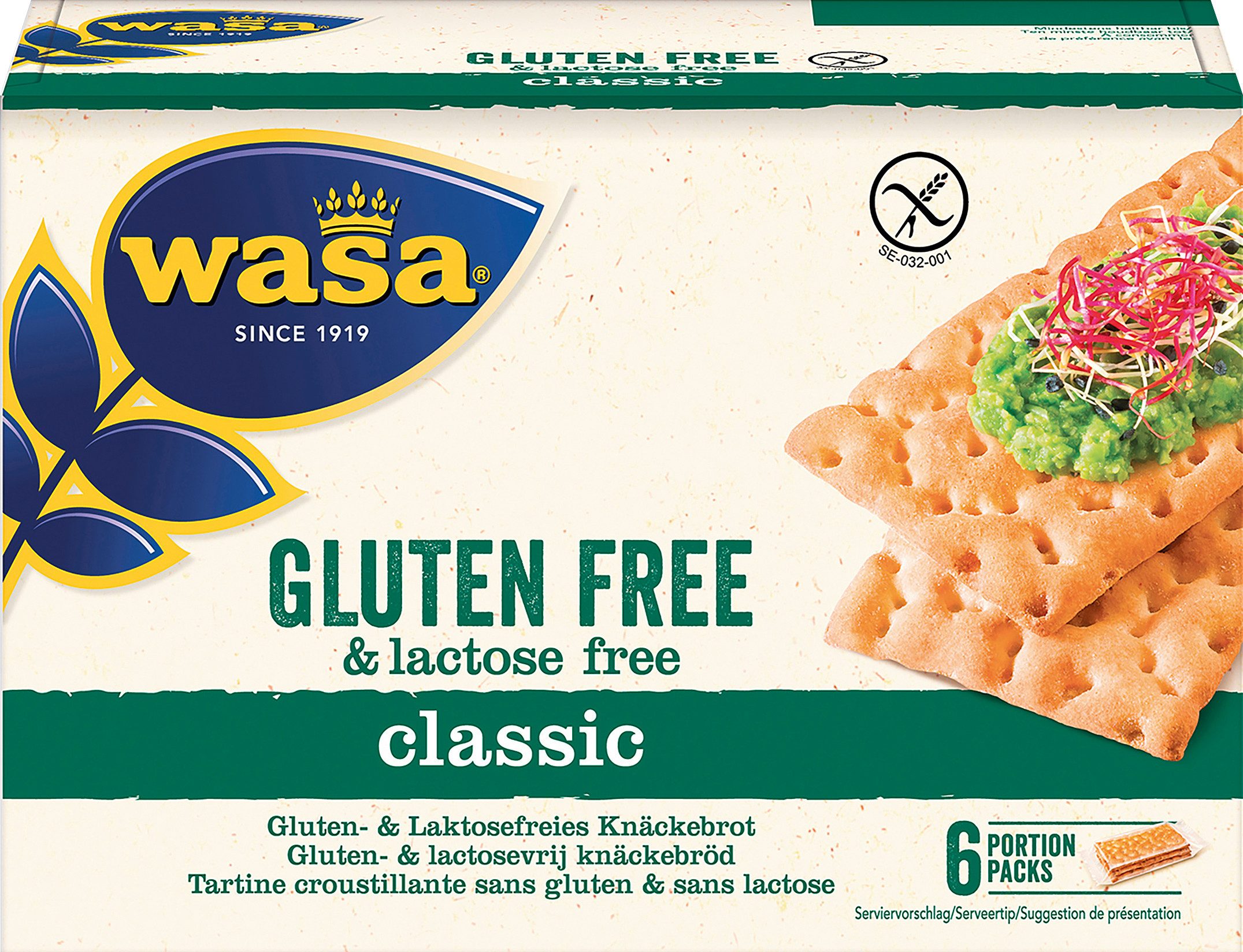 Wasa Brot, Wasa Knäckebrot Glutenfrei und Laktosefrei Classic gross gebacken 240g