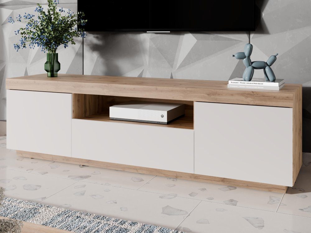 ALLHOUSE24 TV-Schrank WIXI - Wotan Eiche weiße oder schwarze Front TV-Board günstig online kaufen