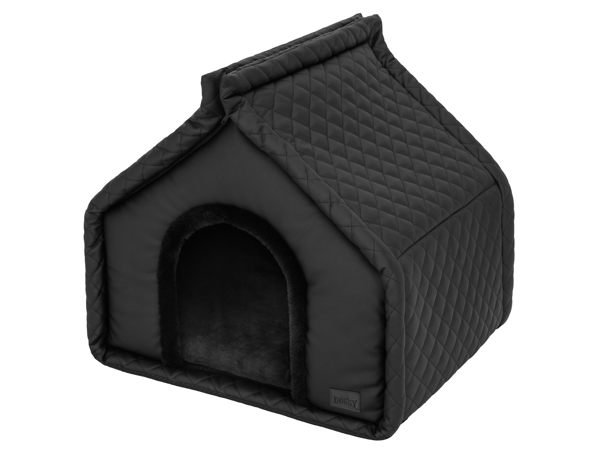 Hobbydog Hundehütte Hundehöhle Tierbett Diamond aus Ekoleder, faltbar mit weichem Kissen, zusammenklappbar, Fleece-Kissen, 3 Größen