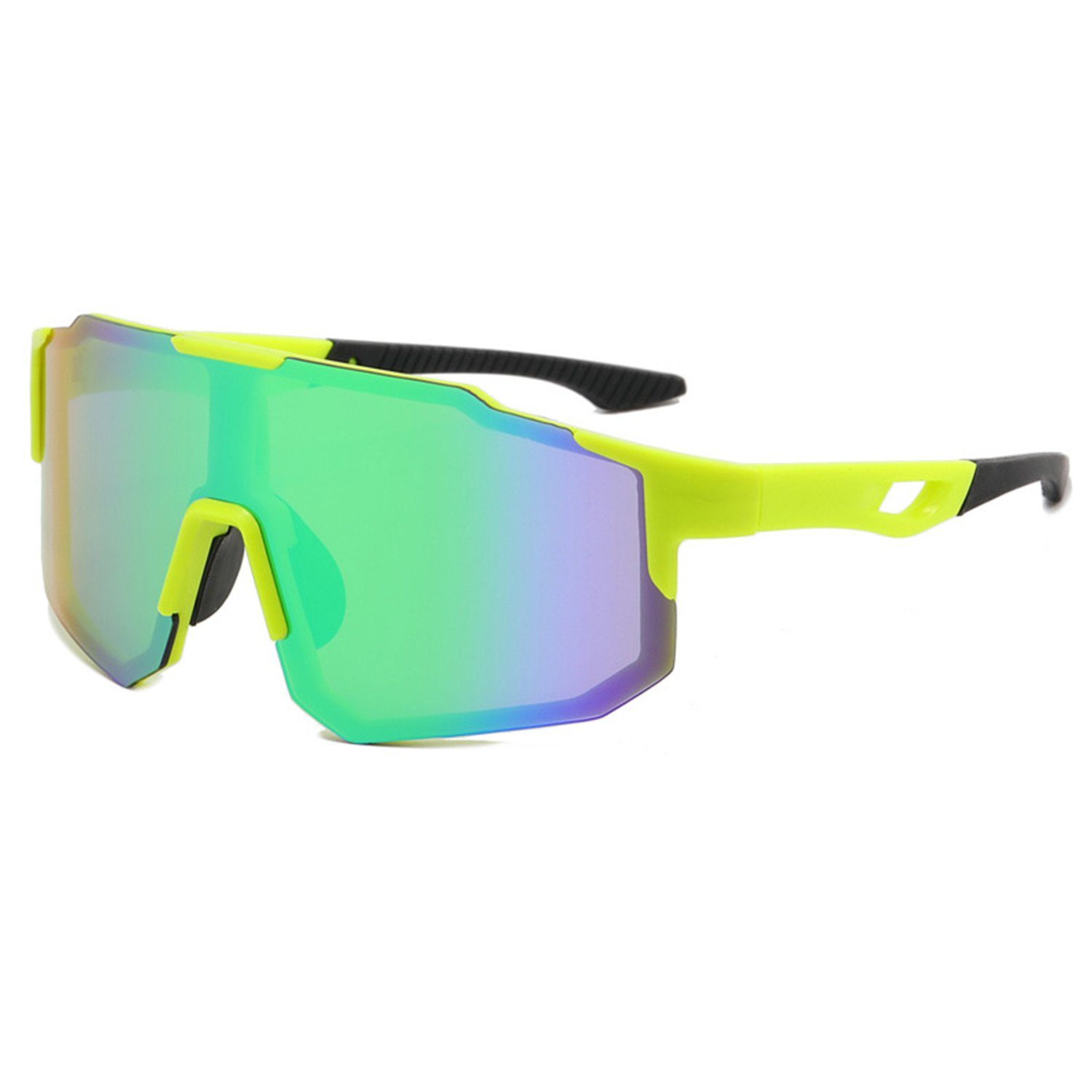 MAGICSHE Fahrradbrille Fahrradbrillen für Sport-Sonnenbrillen, Gelbe Herren und UV-beständige klare Sicht grüne Folie Damen, Box und Brille Windschutzscheibe
